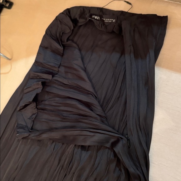 Zara wrinkle satin effect high waist super wide leg black pants sz.XS - Picture 13 of 15